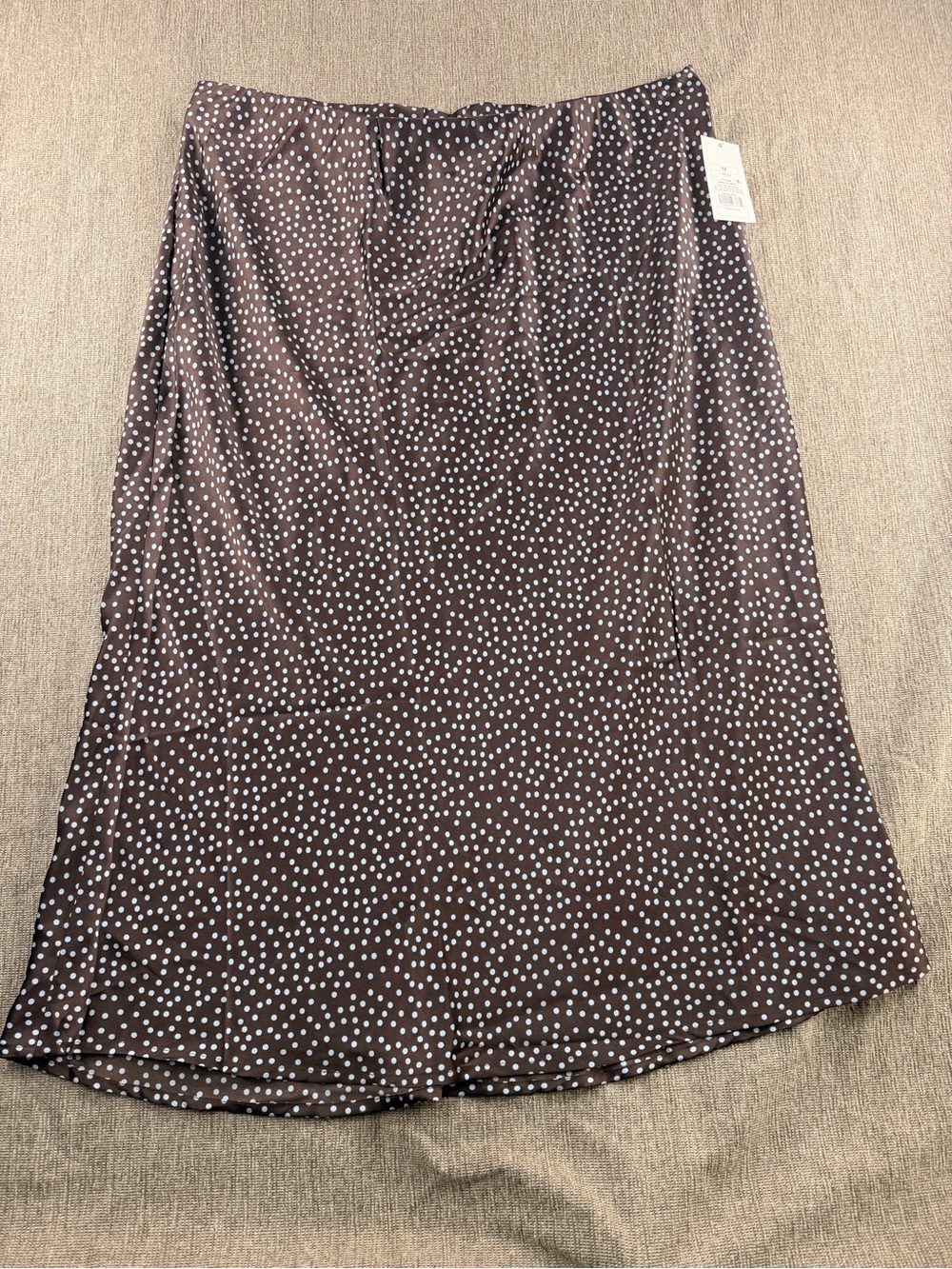 A New Day Brown Polka Dot Satin Midi Skirt NWT Size 1X
